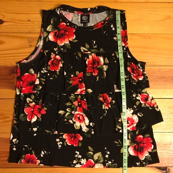 🌸5/$30🌸 Bobeau Floral Ruffle Tank Top, EUC, L - Picture 7 of 10